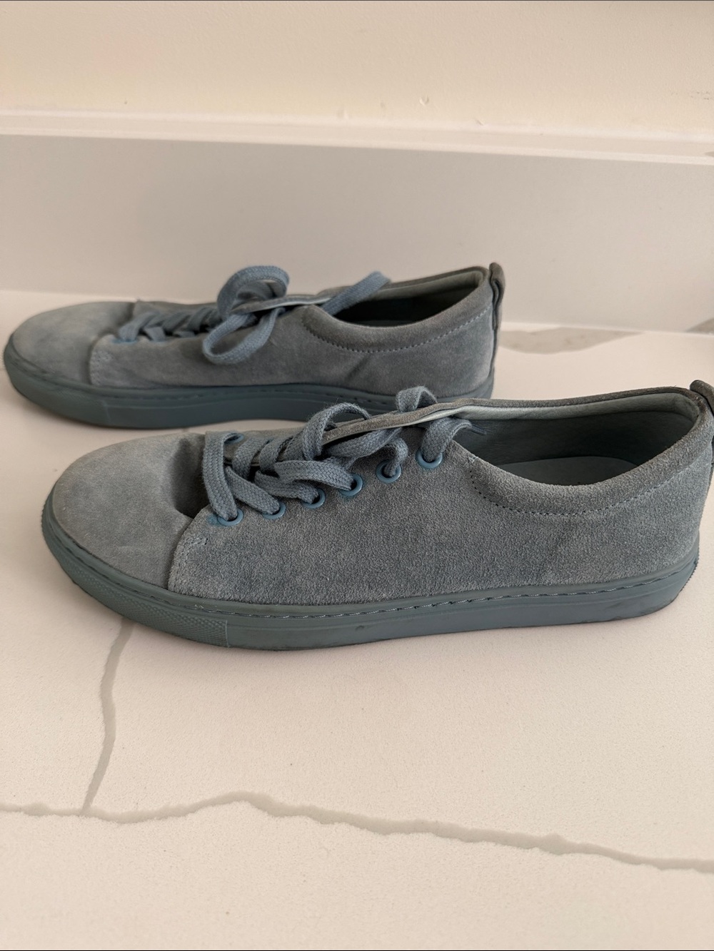 Sandro Women's Casual Suede Lace-Up Sneakers in Dusty Blue - Picture 5 of 7